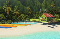 canoe son the beach