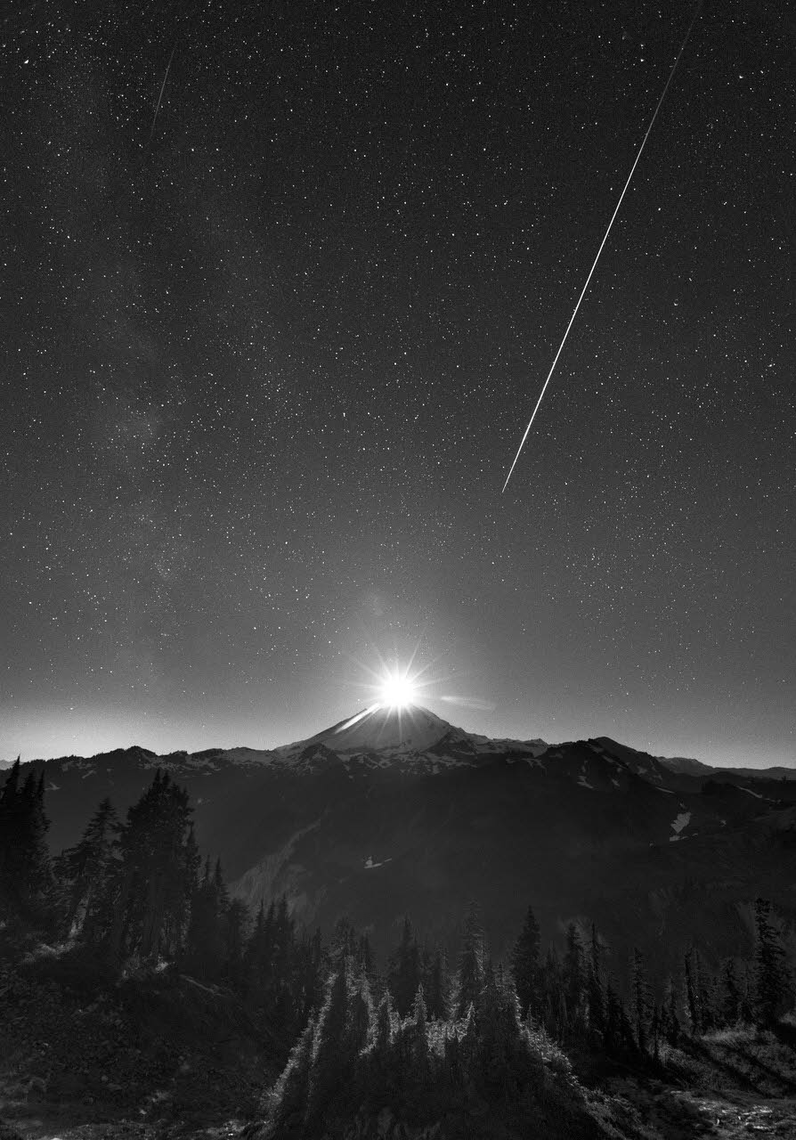 Moon over mount baker